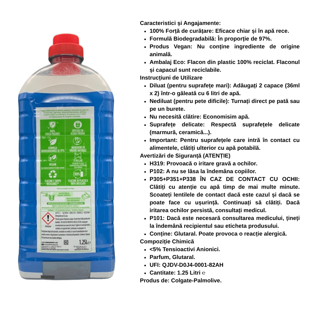 ajax detergent pardoseli bianco clasic 1250 ml