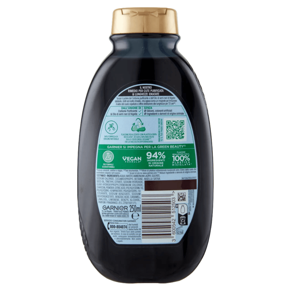 Garnier Ultra Dolce șampon purifiant cu Cărbune Magnetic și Ulei din Semințe Negre de Nigella, 250 ml - imagine 2
