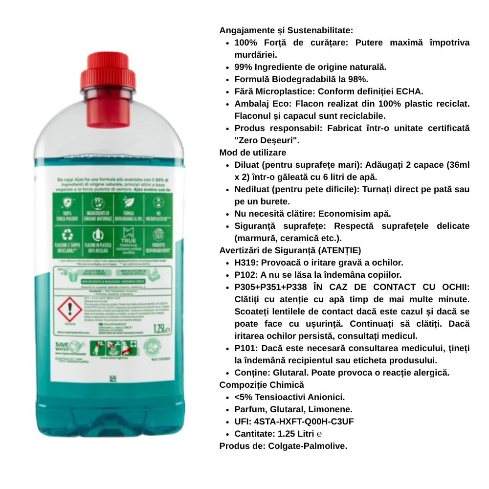 ajax detergent pardoseli expel 1250 ml