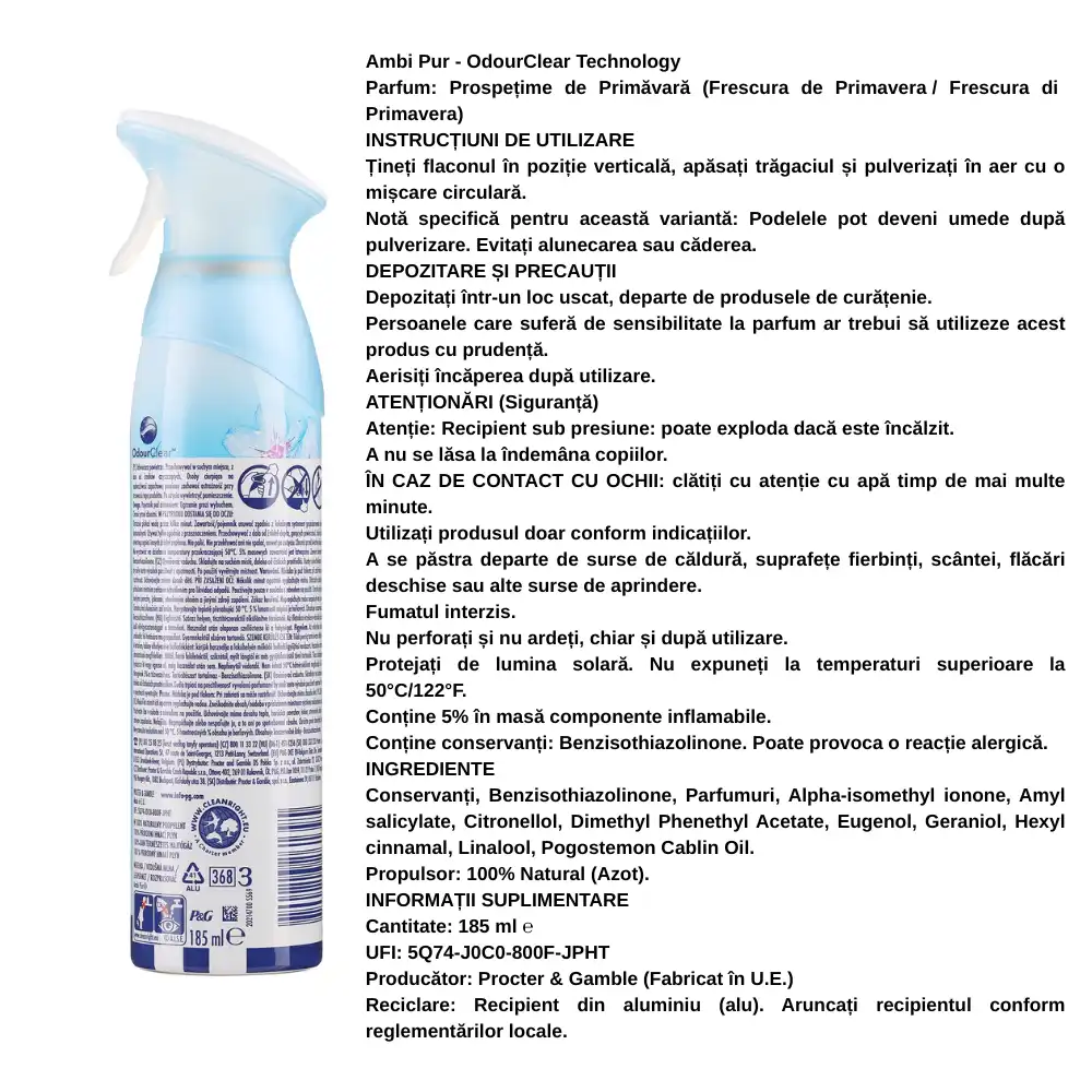 ambi pur spray pentru camera lenor primaverile 185 ml
