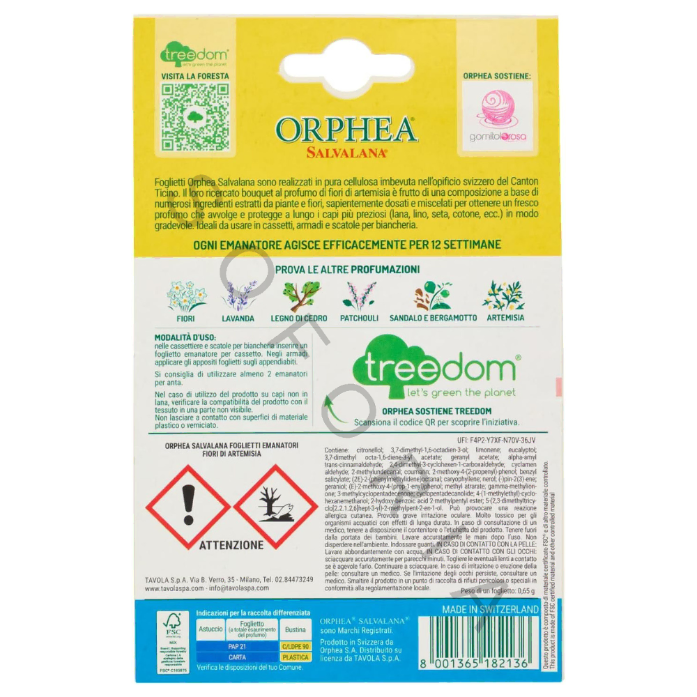 foi parfumate pentru sertare și dulapuri Orphea Flori de Artemisia