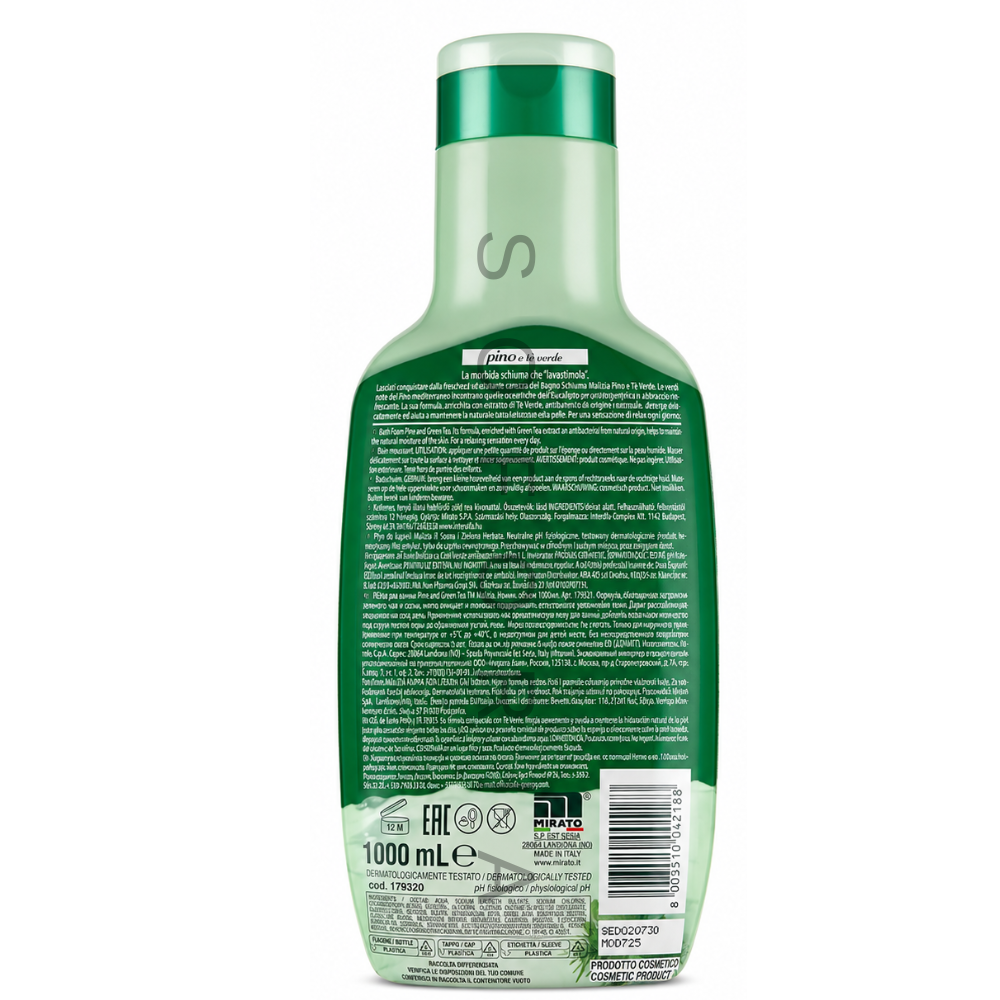 Malizia Pino Te Verde spuma de baie cu antibacterian 1000 ml - imagine 2