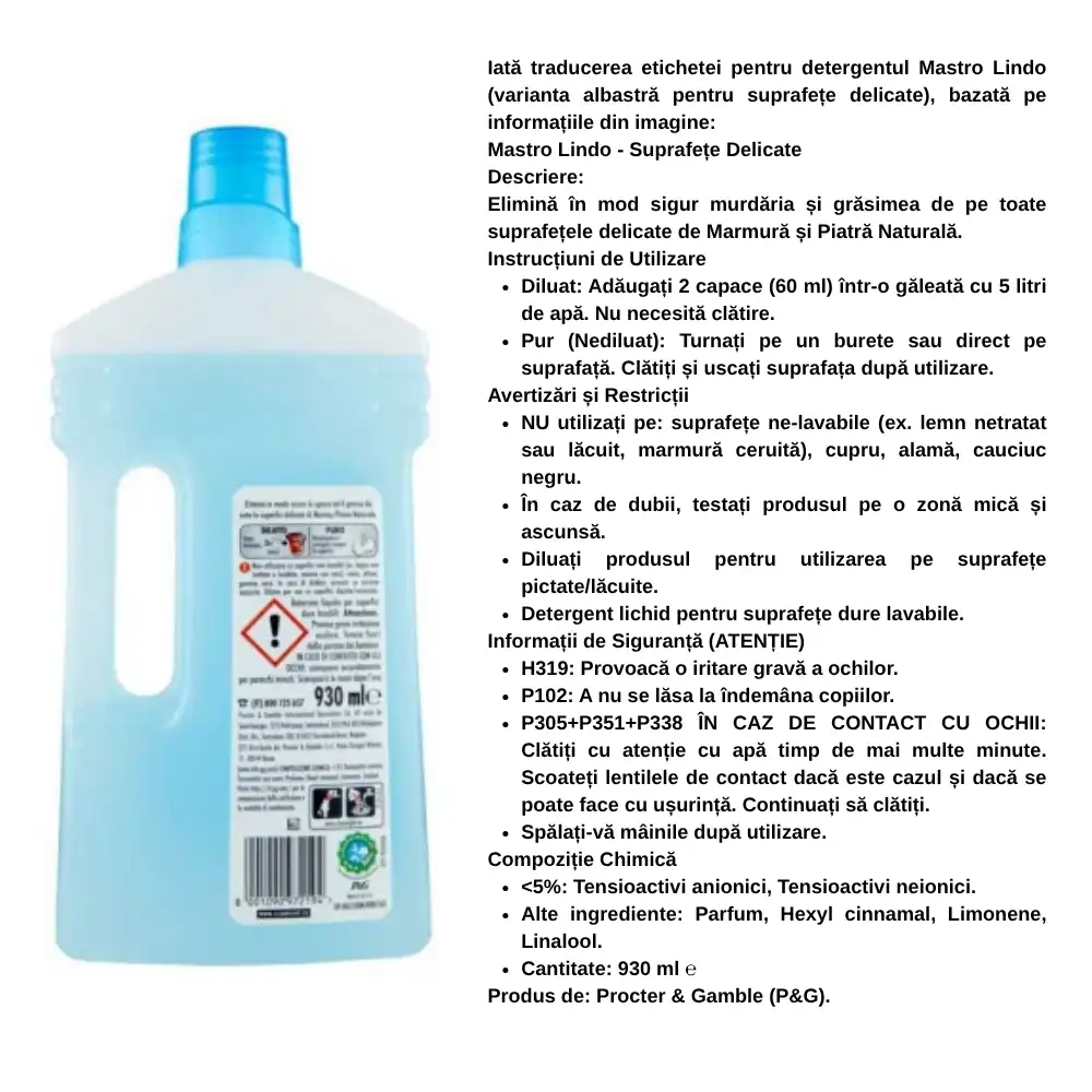 detergent marmură și suprafețe delicate