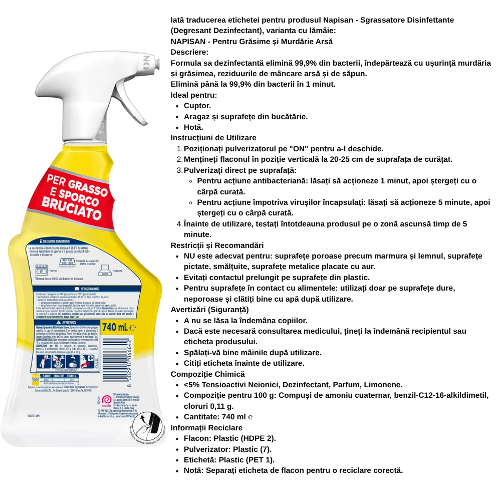 napisan degresant dezinfectant lamaie 740 ml