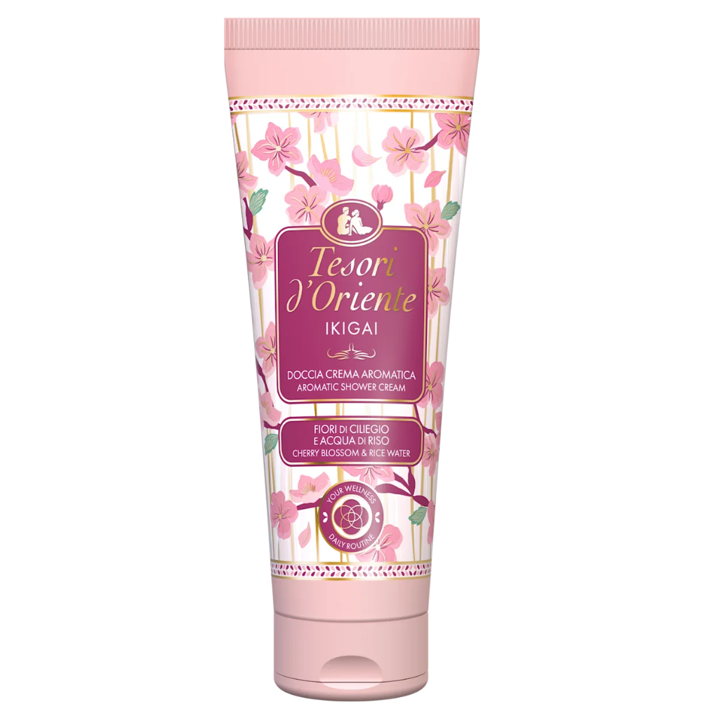 Tesori d'Oriente gel de duș cremă Ikigai cu Flori de Cireș și Apă de Orez, 250 ml
