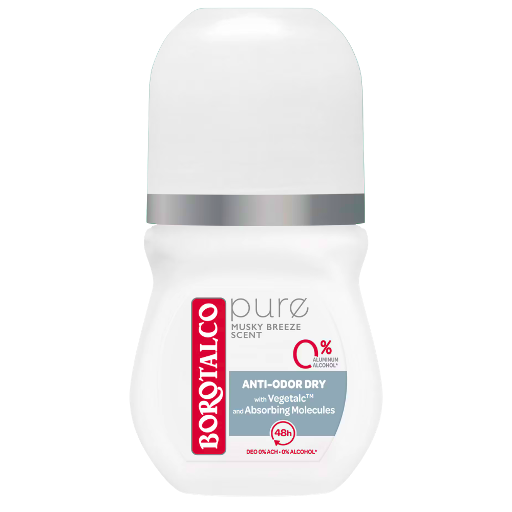 Borotalco Pure deodorant roll-on Musky Breeze Scent Anti-Odor Dry 50 ml 48h