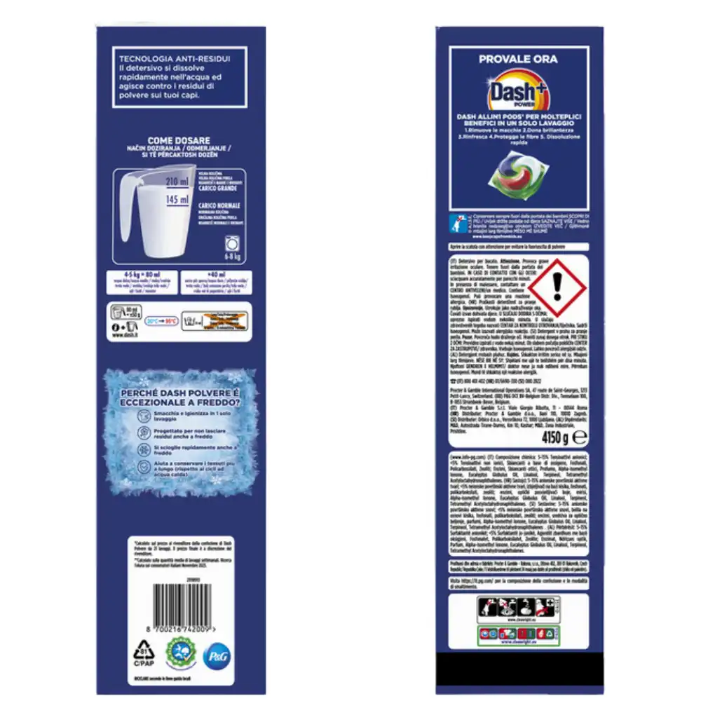 Dash detergent pudră Power 83 spălări, 4,15 kg