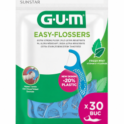 G.U.M Easy-Flossers scobitori cu ata dentara menta fluor si vitamina E 30 buc