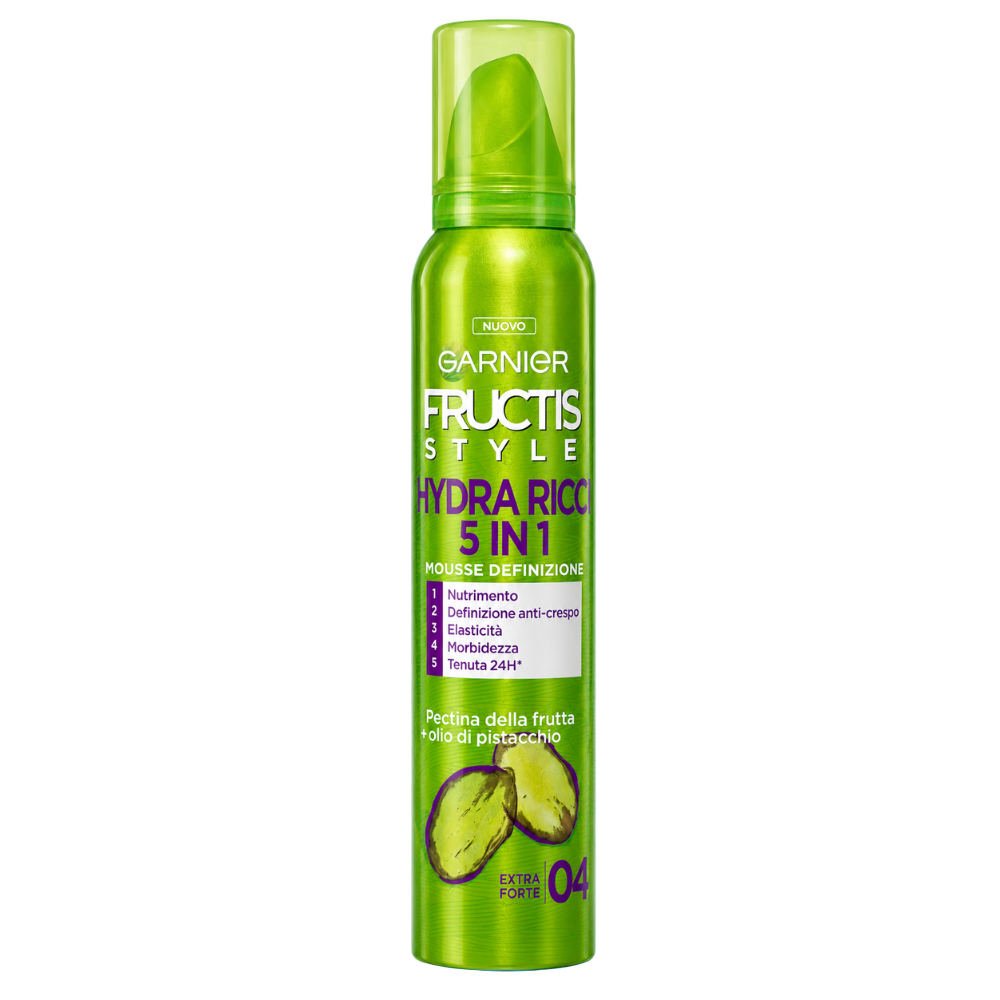 Garnier Fructis Style Hydra Ricci 5 in 1 spumă pentru păr extra forte, 200 ml