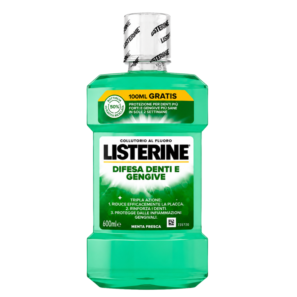Listerine apă de gură pentru protecția dinților și gingiilor cu mentă proaspătă, 600 ml