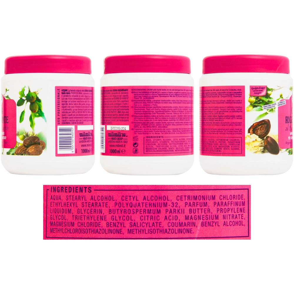 Mil Mil Professional cremă regenerantă cu unt de karité pentru păr uscat și deteriorat 1000 ml - imagine 3