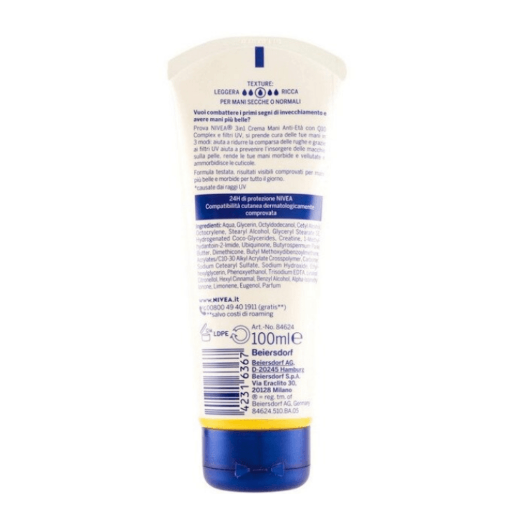 Nivea cremă de mâini Q10 3 în 1 Anti-Eta' cu filtre UV, 100 ml - imagine 2