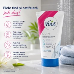 Veet Pure cremă depilatoare pentru duș piele sensibilă 150 ml
