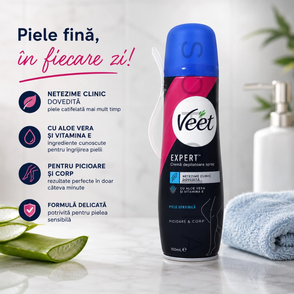Veet Pure cremă depilatoare spray piele sensibilă 150 ml