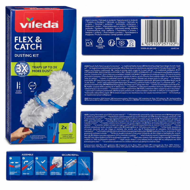 Vileda Flex & Catch kit pamatuf praf 1 mâner + 2 rezerve - imagine 3