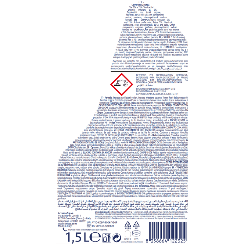 Chicco Sensitive detergent de rufe copii 0m+ 1500 ml, 27 spălări - imagine 2