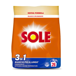 Sole detergent pudră 3 în 1 alb strălucitor 1,3 kg, 26 spălări