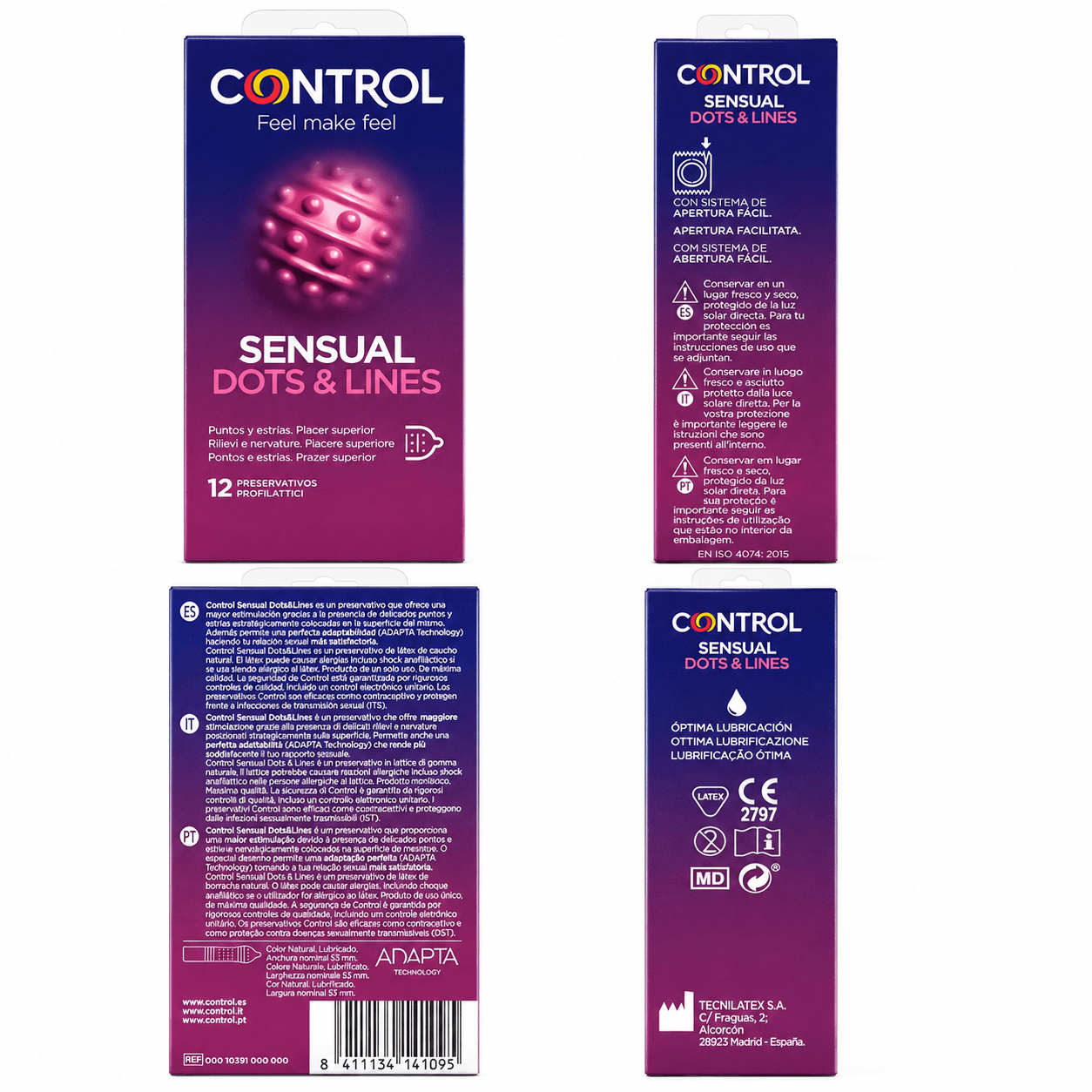 Control Sensual Dots & Lines prezervative 12 buc - imagine 2