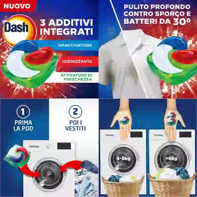 Dash detergent capsule pentru rufe Extra Smacchiante, 19 spălări - imagine 2